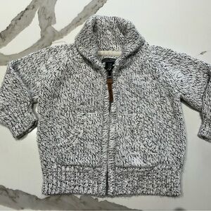 Roots Marled Gray & White Shawl Collar Zip Cardigan